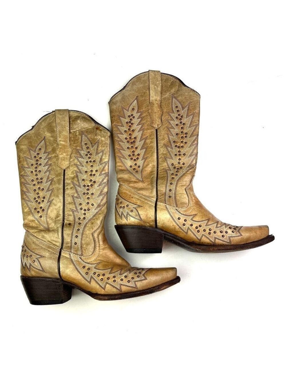Corkys Gypsy Girl Tan Stitched Leather Western Cowgirl Boots size 8